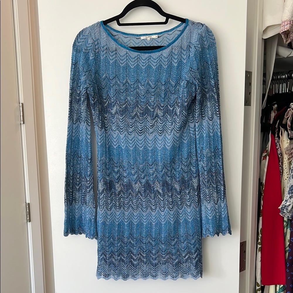 Knit Blue Patterned Dress